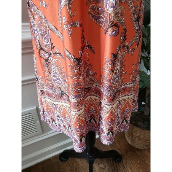 Women's Multicolor 100% Polyester Casual V-Neck Sleeveless Knee Length Dress L - Picture 4 of 14